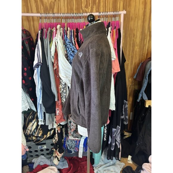 The North Face Chocolate Brown Fleece Women's Sz M Full Zip Pockets Logo Jacket - Picture 8 of 13